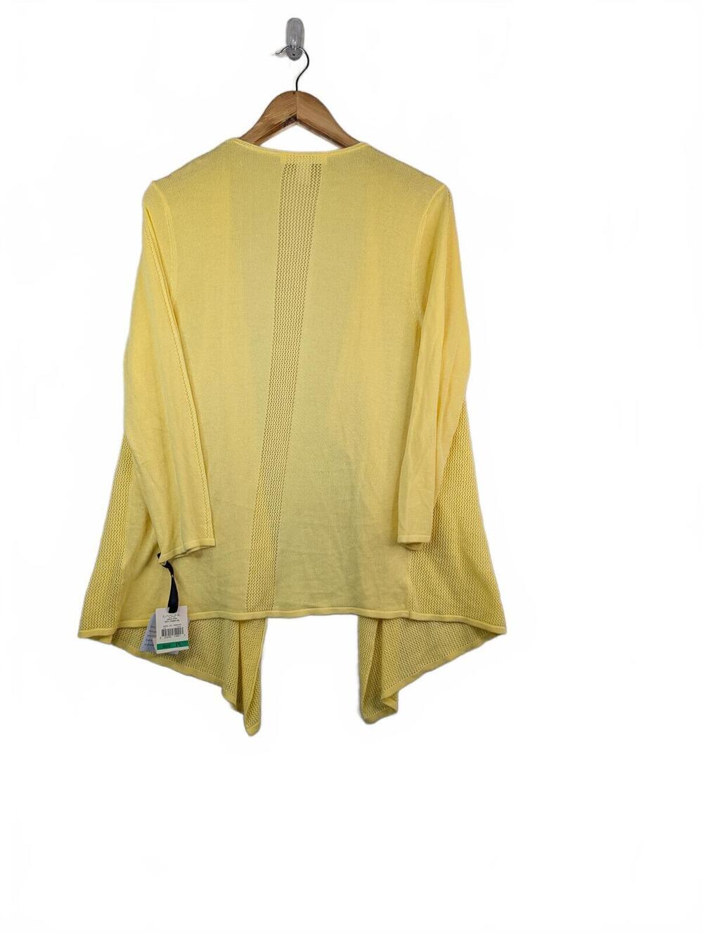 NWT Emaline Sunshine Yellow Drape Open-Knit Cardigan Petite PL - Picture 2 of 3